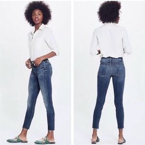 Mother Jeans High Waisted Looker Ankle Fray in Not Rough Enough Size 27